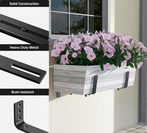 Y&M Adjustable Window Box Brackets 6 Pack, Wall Mount Planter Box Brackets - Image 6