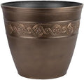 13" Corinthian Round Planter with Drainage in Oil Rubbed Bronze by GROWSCAPE