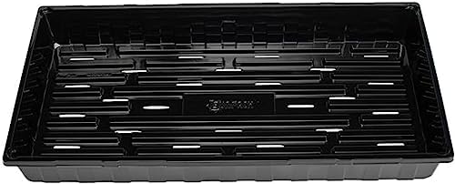 SUNPACK 10" x 20" Heavy Duty Shallow Plastic Seed Starting Tray, Black, 1" (Pack of 10) - Lined with Drainage Holes for Excess Water and Aeration, Ideal for Greenhouses or Indoor Gardening - Image 2