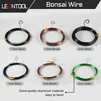 Bonsai Tool Kit - Aluminum Wire (1mm, 1.5mm, 2mm) - Black - 10M Rolls - Kit Includes Wire Cutter, Mesh Pads - Part Number: 15GD919 - Image 2