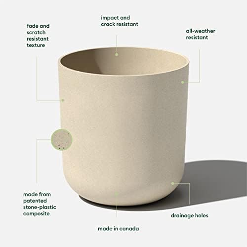 Veradek Round Lima Plastic Planter Pots for Indoor/Outdoor Garden Use, Sand Color, 5 Year Warranty - Image 2