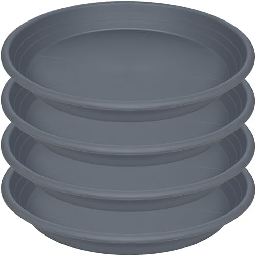 4 Pack of 16 inch Plant Saucer, Large Plant Tray, Heavy Sturdy Plant Drainage Tray for Indoors, Bird Bath Bowls, Sturdy Plastic Pot Tray for Planter 14 15 16"(Gray) by Unknown