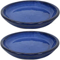 Sunnydaze 7" Ceramic Plant Saucers for Planters, 2pk, Imperial Blue by SunnydazeDecor