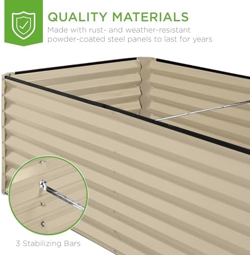 Best Choice Products 8x4x2ft Outdoor Metal Raised Garden Bed, Deep Root Planter Box for Vegetables, Herbs & Flowers, 478-Gallon Capacity, 100% Non Toxic Materials - Beige - Image 6