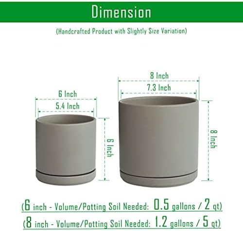 D'vine Dev 2-Pack Ceramic Pots with Saucers, 6/8 in, Grey, 94-G-M-3 - Image 3