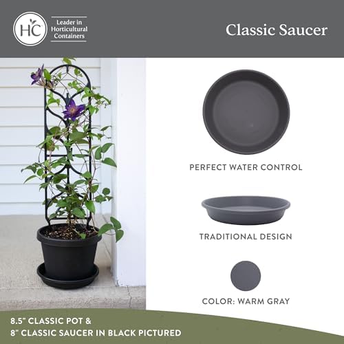 The HC Companies 17.5 Inch Round Plastic Classic Plant Saucer - Indoor Outdoor Plant Trays for Pots - 17.5"x17.5"x3" Warm Gray - Image 2