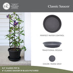 The HC Companies 17.5 Inch Round Plastic Classic Plant Saucer - Indoor Outdoor Plant Trays for Pots - 17.5"x17.5"x3" Warm Gray - Image 2