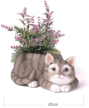 HAUCOZE Cat Planter Succulent Pot Animal Statue Modern Decor 7.9 Inch - Image 6