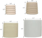 JONATHAN Y Silas Modern Minimalist Handmade Concrete Fluted Sculptural Cylinder Planter Set with Drainage Holes, Matte Soft Neutral (Set of 4) (PLN1000A-4SET) - Image 3