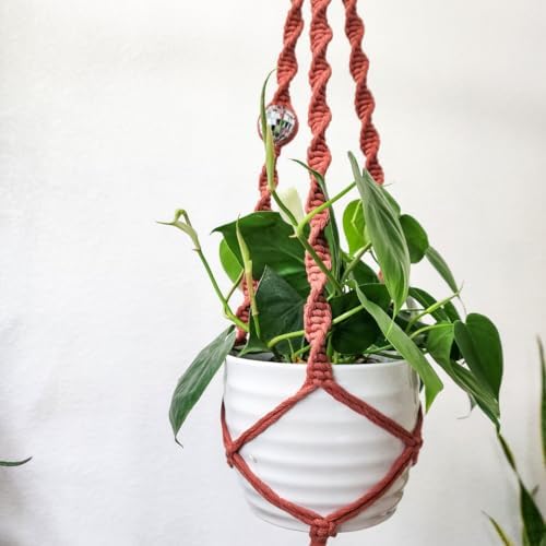 Set of 3 Macrame Plant Hanger | Disco ball decor Hanging planters for indoor plants Cool gifts for plant lovers Boho plant pots plant stand indoor Hanging planters for outdoor plants (Cafe Latte) - Image 7