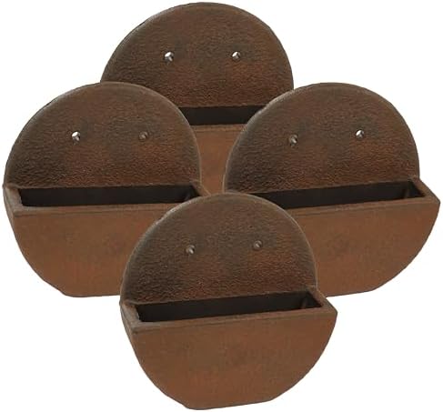 Sunnydaze 12-Inch Round Polyresin Wall Planter - Dark Brown - Set of 4 - Image 5