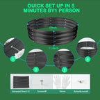 Durable Round Galvanized Steel Raised Garden Bed for Planting,Round Galvanized Steel Fire Ring/Fir Pit for Outdoor- 5×5×1FT,0.8MM Thick(Black, 60 ins Diameter x 12 ins high) - Image 5