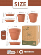 INGOFIN Terracotta Pots Set with Saucer - 5/6/7 inch Ceramic Clay Planters with Drainage Hole, Garden Flower Succulent Pots with Tray for Indoor Outdoor Plants, Set of 3 - Image 2