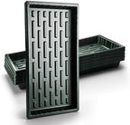 RooTrimmer 10 Pack Heavy Duty 1020 Trays No Holes - 1.6 Inch Deep Shallow Nursery Flats, Reusable Seed Starter Trays for 72/128 Cell Inserts, Microgreens, Seedling and Hydroponics (Dark Green) by RooTrimmer