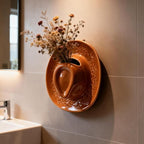 Large Ceramic Cowboy Hat Wall Vase - Handmade Hanging Flower Planter, Western Boho Room Decor & Coastal Cowgirl Aesthetic Wall Art for Home Decorations (Brown) - Image 4