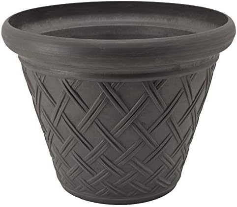 PSW Pot Collection Basket Weave Planter Pot for Indoor and Outdoor Plants and Gardens, 18-inch, Dark Charcoal - Image 2