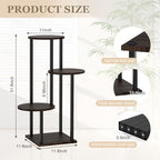 4 Tier Plant Stand Indoor, Metal Wooden Tall Plant Shelf Flower Pot Stand for Multiple Plants, Corner Flower Holder Plant Display Rack for Living Room Balcony Patio Garden (Black) - Image 3