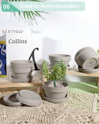 vensovo 4.5 Inch Grey Terracotta Succulent Pots with Saucers, 6 Pack - Image 6