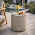 ø15.75'' Concrete Side Table End Table for Outdoor & Living Room, Modern Round Circle Cylindrical Style, Durable and Lightweight, Cement Material, No Assembly, Light Gray by JJKFurniture-kevinplus