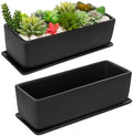 MyGift Matte Black Ceramic Indoor Plant Pot Succulent Planter, Decorative Flower Planter with Drainage Hole and Removable Tray (14 inch - 2 Pack) by MyGiftHome