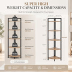 FATORRI Tall Corner Shelf, Industrial Corner Bookshelf, Wood and Metal Corner Shelf Stand for Living Room, Rustic Display Plant Stand for Home Office (Rustic Oak) - Image 3
