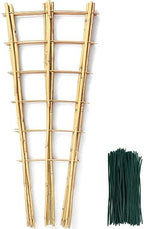 SWANGSA 6 Pack 3Ft Bamboo Trellis for Climbing Plants,35.5 Inch Fan-Shaped Bamboo Plant Trellis with 100pcs Twist Ties for Outdoor and Indoor Potted Plants Garden Stakes by SWANGSA