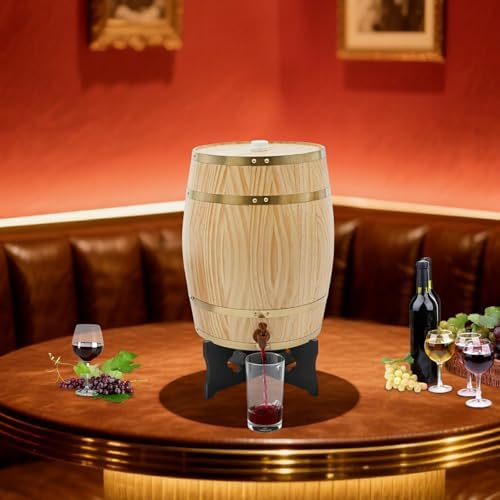 Wine Barrel, 7.93 Gal Wooden Whiskey Barrel with Stand & Spigot – Premium Pine Wood Liquor Dispenser for Home Brewing, Aging, Decor, Bourbon Barrel Style (Wood Color, 30L) - Image 3