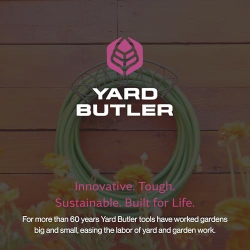 Yard Butler Heavy Duty Wall-Mounted Hose Hanger - Flower Design, Green - Image 7