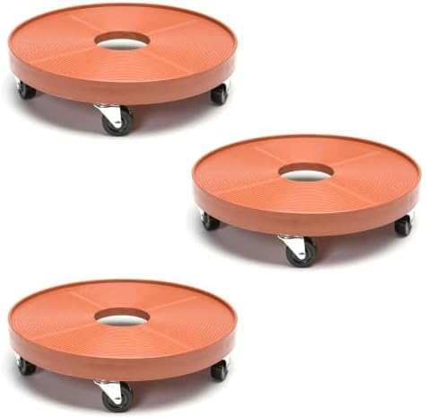 DeVaultEnterprises Devault 16 Inch Plant Dolly Multi-Pack, Heavy Duty Rolling Plant Caddy with Wheels for Large Pots and Planters, 500 lb Capacity, Made in USA (4, Terracotta/Hole) - Image 2