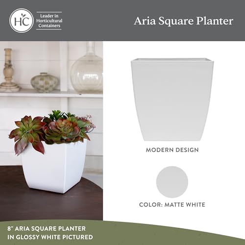 The HC Companies Aria Self Watering Square Plant Pot w/Drainage - Classic Planters for Outdoor Plants & Indoor Plants - Lightweight & UV-Resistant Plastic Pots for Plants (6" Matte White, Pack of 2) - Image 2