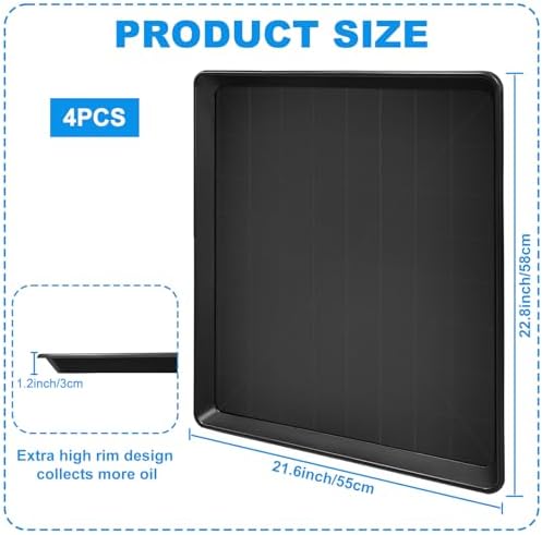 Hlimior4 Pack Oil Change Drain Pan - 22”Auto Oil Drip Pan，Oil Drip Tray for Under Car Plastic Oil Tray,Mini Fridge Drip Tray for Mini Fridges Air Conditioners Machinery Oil Catch Pan Replacement Tray - Image 2