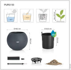 Lechuza Puro Color 50 Slate, Self-Watering Large Round Planter, D19.7 H15.4 in - Image 3