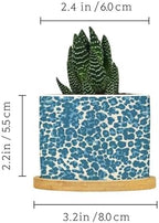 Leopard Blue and Beige Ceramic Planters African Tribal Animal Print Pots for Plants with Drainage Holes and Saucers Pot for Outdoor Garden Home Plant - Image 2