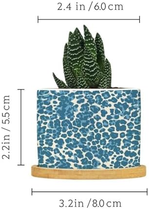 Leopard Blue and Beige Ceramic Planters African Tribal Animal Print Pots for Plants with Drainage Holes and Saucers Pot for Outdoor Garden Home Plant - Image 2