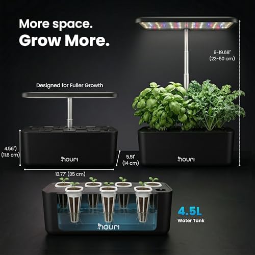 Nouri Hydroponics Growing System, 7 pod Smart Indoor Herb Garden Kit with LED Grow Lights, Hydroponic Herb Garden Indoor for Plant Lovers, Gardeners, Kitchen, Tomato Seeds Included - Image 3