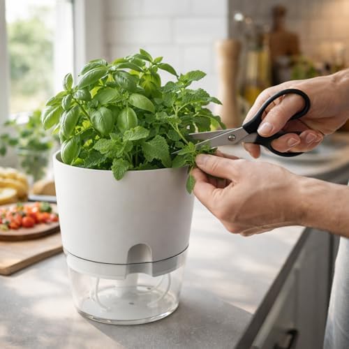 Planterhoma 8 Pack Self Watering Pots for Indoor Plants, 9.2 Inch Plant Pot Plastic Self Watering Planter for Orchid, African Violet, Small Clear Flower Pots with Drainage Hole and Wicking Rope, White - Image 4
