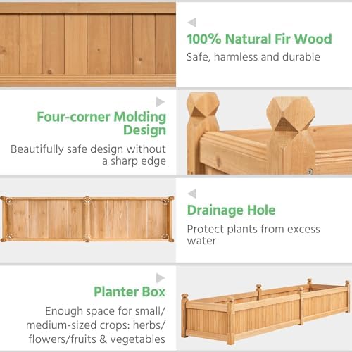 Yaheetech 90.5" Wooden Raised Garden Bed Rectangular Planter Box, 2Pcs - Image 4