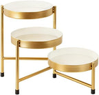 Kate and Laurel Finn 3-Tiered Plant Stand; 7.25 x 7.25 x 10; White and Gold; Decorative Layered Tabletop Plant Stand for Display and Storage - Image 6