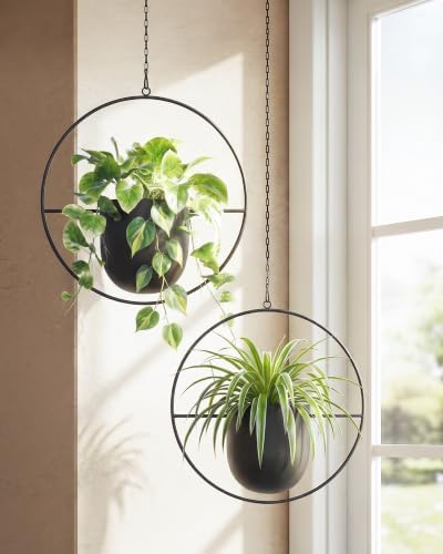 Bamworld Black Hanging Planters for Indoor Outdoor Plants Metal Hanging Pot by Bamworld