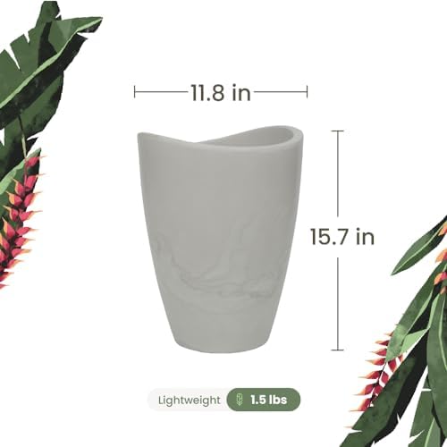 ECOBO 15.7 inches Eco-Friendly Round Pot Planter, Onda Indoor/Outdoor use, Durable, Versatile & Lightweight, Designed by Brazilian Artisans, Contemporary All-Weather Design – White - Image 3