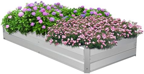 Galvanized Raised Garden Beds for Vegetables Large Metal Planter Box Steel Kit Flower Herb,5.6 * 3 * 1 FT,Silver by RIGMEC