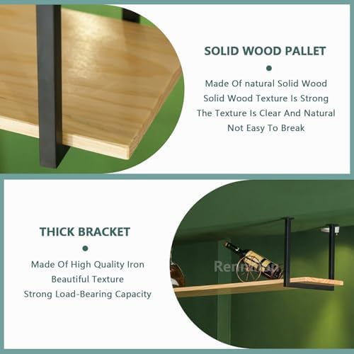 Modern Ceiling Shelf Floating Wine Rack - Ceiling Hanging Holder Storage Shelving Kitchen Pot Pan Shelves Spice Rack Organizer Decoration Display Flower Stand(150x30x40cm) - Image 3