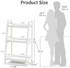 WTZ 3 Tier White Bamboo Bookshelf with RGB LED Lights, Ladder Style Small Bookcase with Remote Control, 16 Colors, 4 Lighting Modes & Adjustable Brightness for Bedroom, Bathroom, Living Room - Image 2