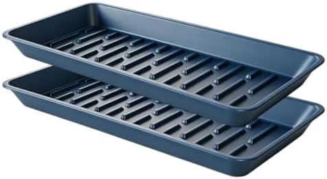 2 Pack Plastic Plant Tray Saucer Rectangular 23 24 Inch, Plant Trays Saucers for Indoor Outdoor, Water Drip Tray for Flower Pot Planter, Windowsill, 8 x 23.6 Inches, Blue by Afrine