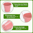 KINGLAKE Flower Pots,10 Pcs Metal Iron Hanging Flower Plant Pot Balcony Garden Plant Planter Baskets Fence Bucket Pots 6.3'' Flower Holders with Detachable Hook - Image 3