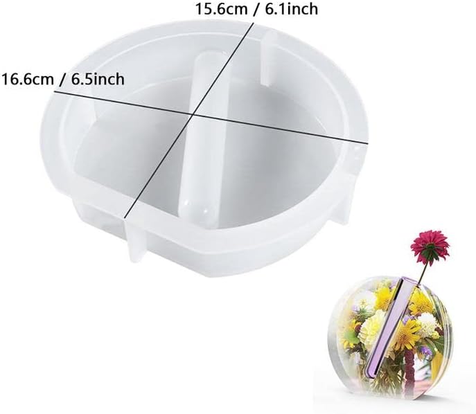 Resin Molds Vase Plant Propagation Station Epoxy Silicone Molds with 12 Test Tubes Hydroponic Flower Holder Home Office Decoration (Round, Semicircle, Oval, Dodecagon) - Image 3