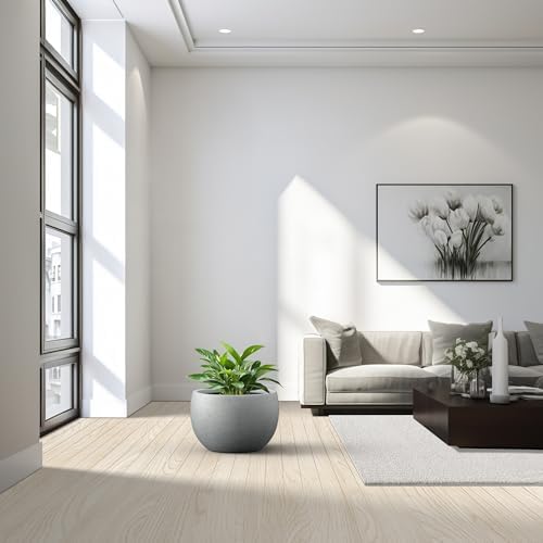 Kante Large Round Bowl Pale Gray Concrete Planter 20" Dia, Outdoor - Image 3