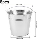 KINJOEK 8 Packs 7 Inch Galvanized Metal Bucket with Handle, Round Flower Pot Plant Rustic Basket, Galvanized Planter Pail for Balconies, Gardens Patios, Office, Indoor Outdoor Parties Wedding Decor - Image 2