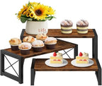 ELITEROO 3 Tier Cupcake Stand & Wood Display Risers, Dessert Stands for Cup Cake or Food, Riser Display Stand for Perfume Collectibles, Tiered Shelf Organizer for Market Retail Vendors, Rustic Brown by ELITEROO