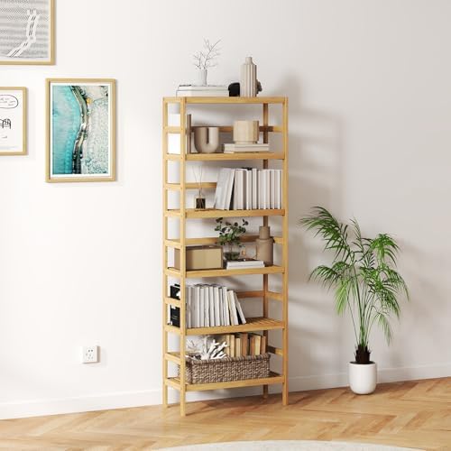 Bamboo Rack, Adjustable Bamboo Shelf, Bathroom Living Room, 6-Tier - Image 6